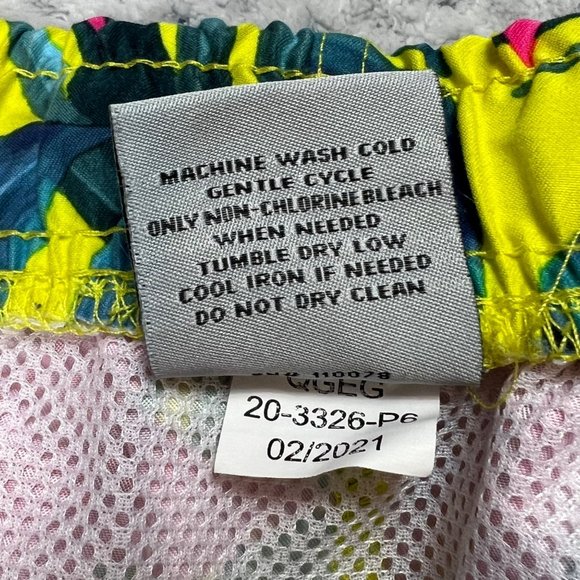 US Surf Club Swimwear Short Mens Medium Yellow Pink Floral Tropical Trunk Mesh L - Picture 11 of 12